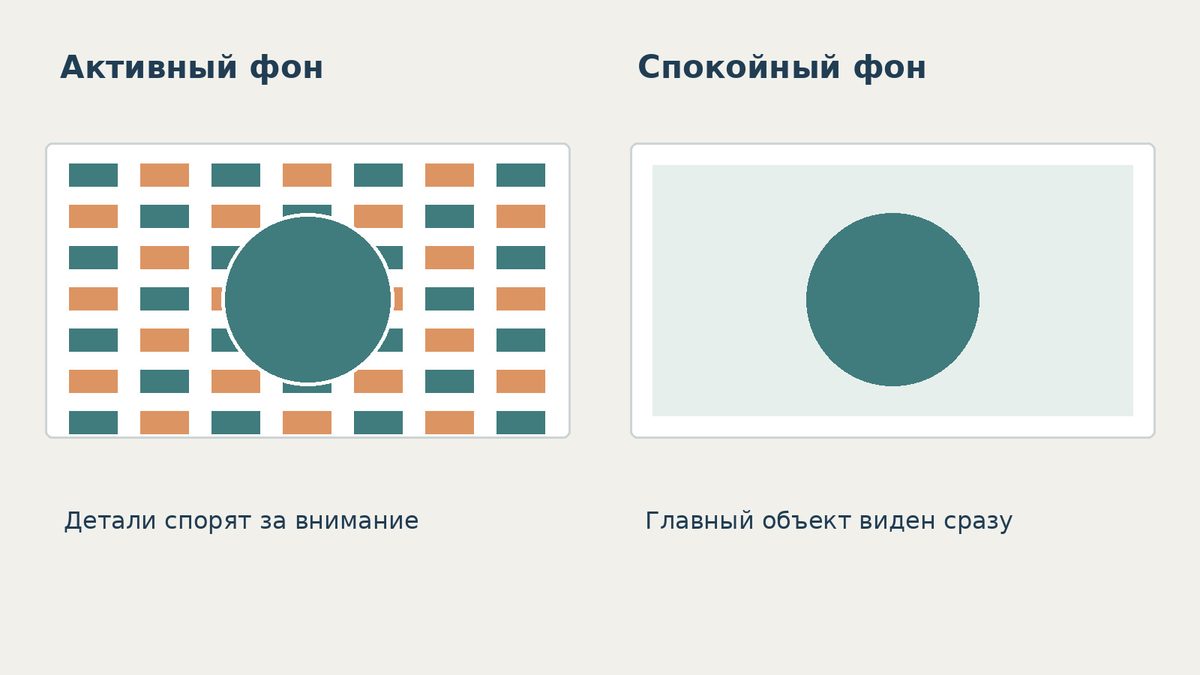 Спокойный фон помогает различать главный объект учебного слайда