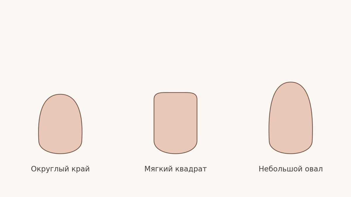 Три спокойные формы для ногтей небольшой исходной длины